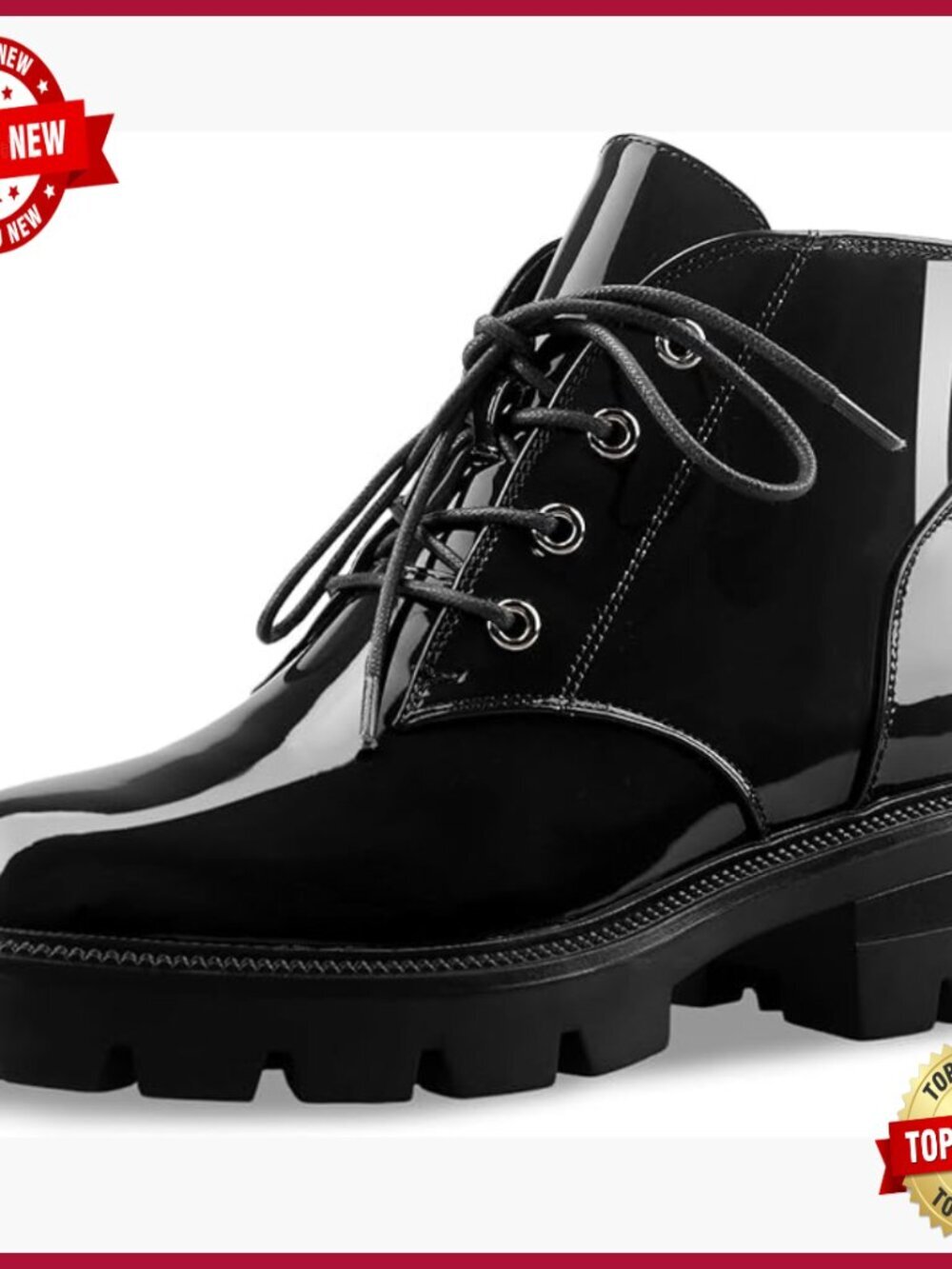 Lug Sole Short Combat Boots Chunky Heel Platform Ankle Booties Lace Up Oxford